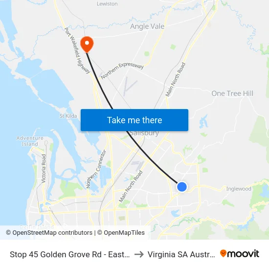 Stop 45 Golden Grove Rd - East side to Virginia SA Australia map