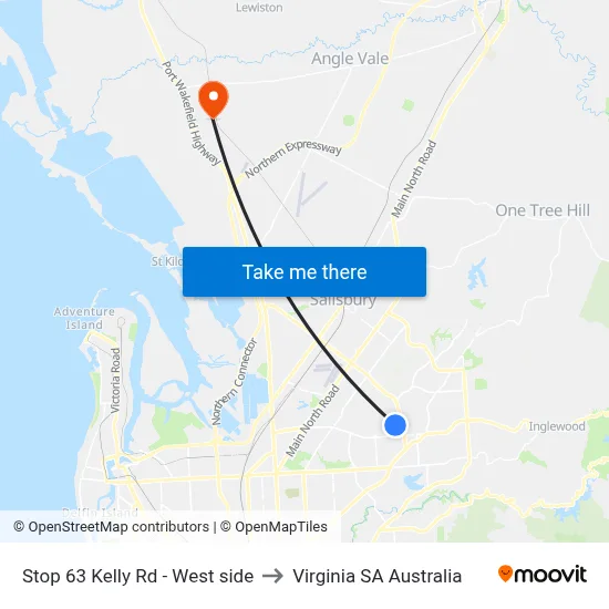 Stop 63 Kelly Rd - West side to Virginia SA Australia map