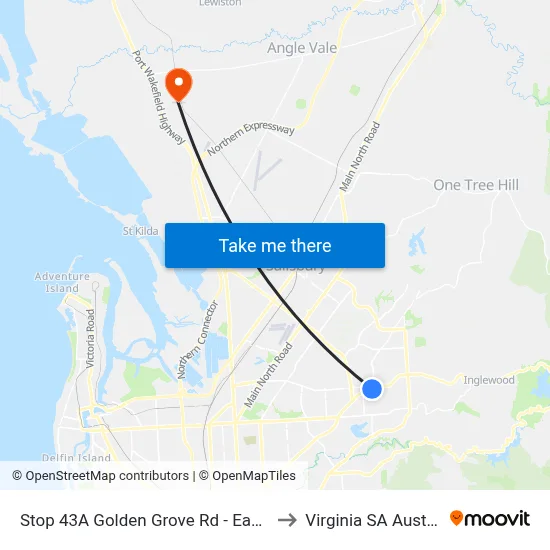 Stop 43A Golden Grove Rd - East side to Virginia SA Australia map