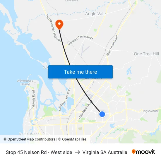 Stop 45 Nelson Rd - West side to Virginia SA Australia map