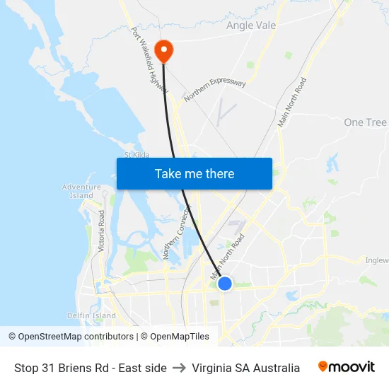 Stop 31 Briens Rd - East side to Virginia SA Australia map