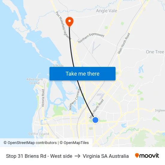Stop 31 Briens Rd - West side to Virginia SA Australia map