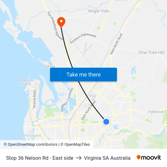 Stop 36 Nelson Rd - East side to Virginia SA Australia map