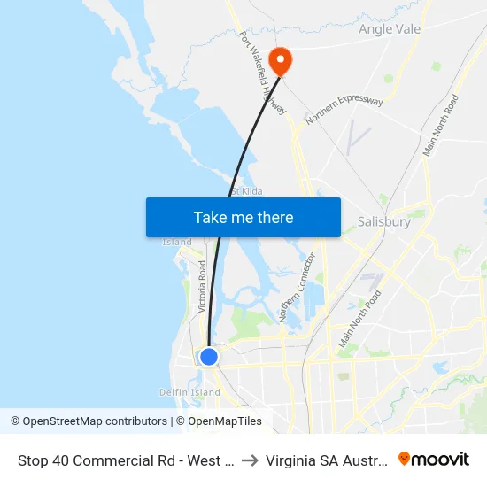 Stop 40 Commercial Rd - West side to Virginia SA Australia map