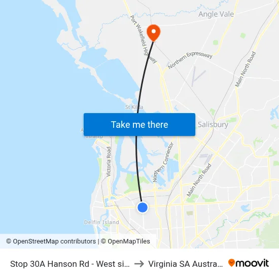 Stop 30A Hanson Rd - West side to Virginia SA Australia map