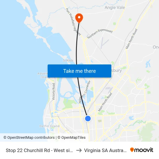 Stop 22 Churchill Rd - West side to Virginia SA Australia map