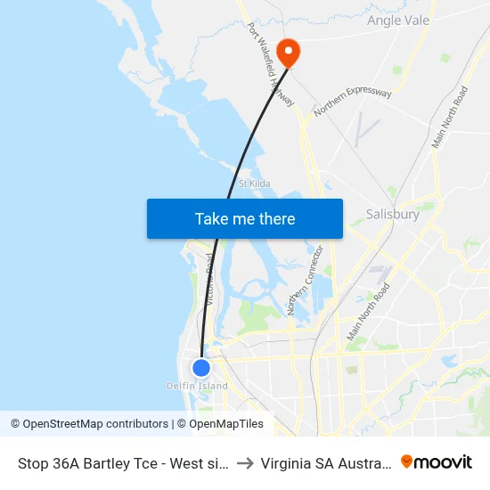 Stop 36A Bartley Tce - West side to Virginia SA Australia map
