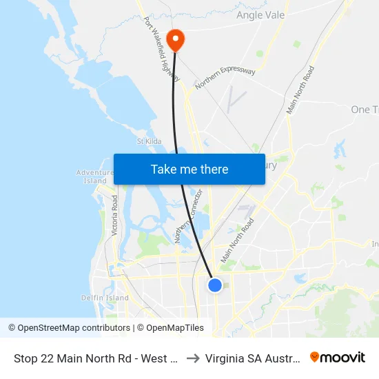 Stop 22 Main North Rd - West side to Virginia SA Australia map