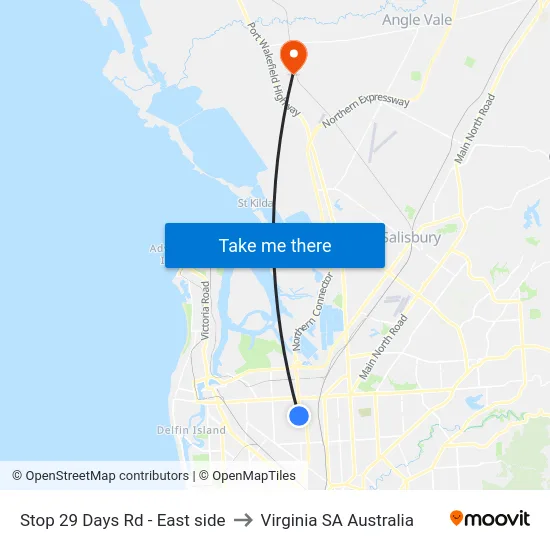 Stop 29 Days Rd - East side to Virginia SA Australia map