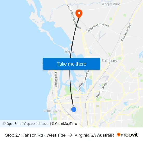 Stop 27 Hanson Rd - West side to Virginia SA Australia map