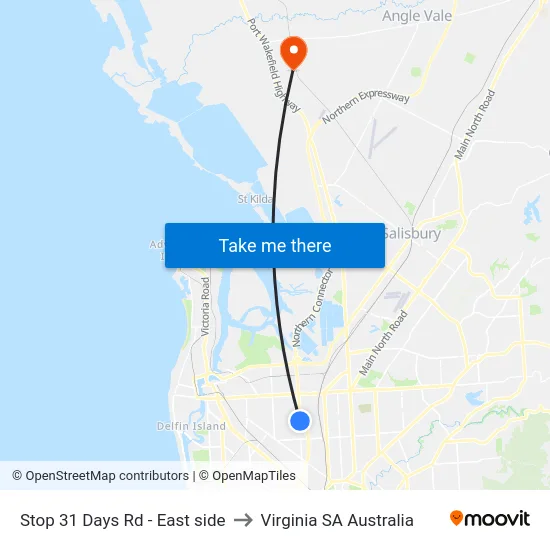 Stop 31 Days Rd - East side to Virginia SA Australia map