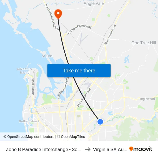 Zone B Paradise Interchange - South East side to Virginia SA Australia map