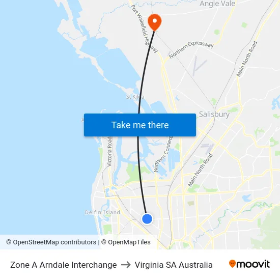 Zone A Arndale Interchange to Virginia SA Australia map