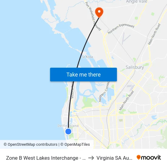 Zone B West Lakes Interchange - West side to Virginia SA Australia map