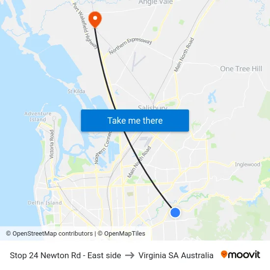 Stop 24 Newton Rd - East side to Virginia SA Australia map