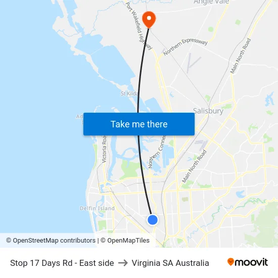 Stop 17 Days Rd - East side to Virginia SA Australia map