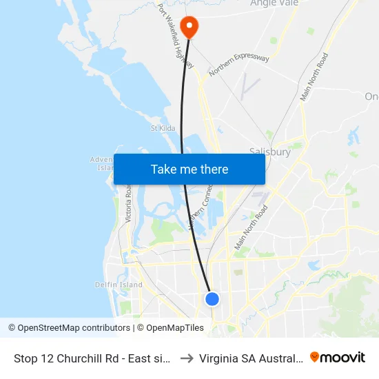 Stop 12 Churchill Rd - East side to Virginia SA Australia map