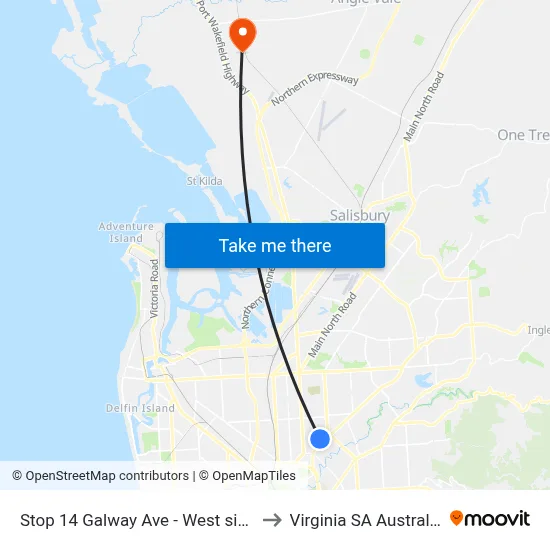 Stop 14 Galway Ave - West side to Virginia SA Australia map