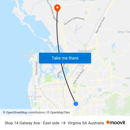 Stop 14 Galway Ave - East side to Virginia SA Australia map