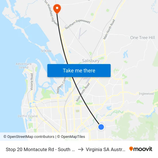 Stop 20 Montacute Rd - South side to Virginia SA Australia map