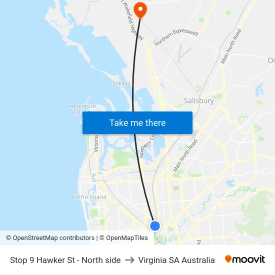 Stop 9 Hawker St - North side to Virginia SA Australia map
