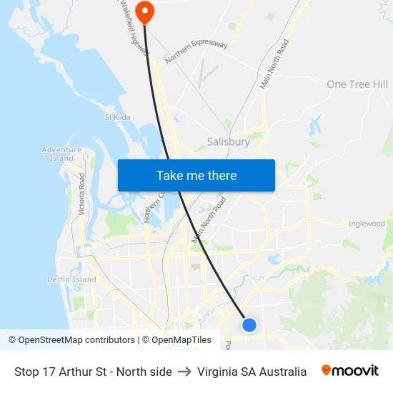 Stop 17 Arthur St - North side to Virginia SA Australia map