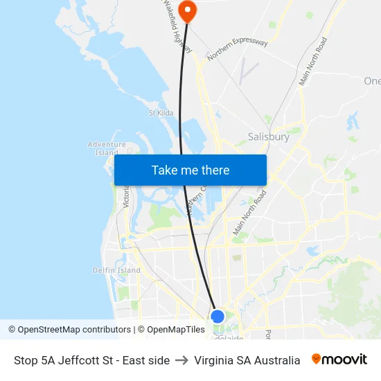 Stop 5A Jeffcott St - East side to Virginia SA Australia map
