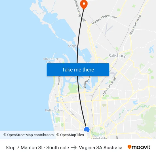 Stop 7 Manton St - South side to Virginia SA Australia map