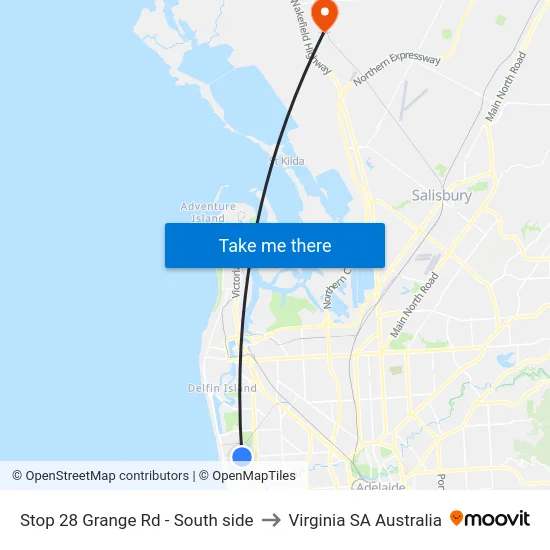 Stop 28 Grange Rd - South side to Virginia SA Australia map
