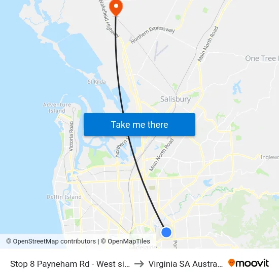 Stop 8 Payneham Rd - West side to Virginia SA Australia map
