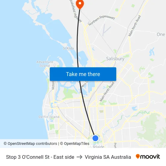 Stop 3 O'Connell St - East side to Virginia SA Australia map
