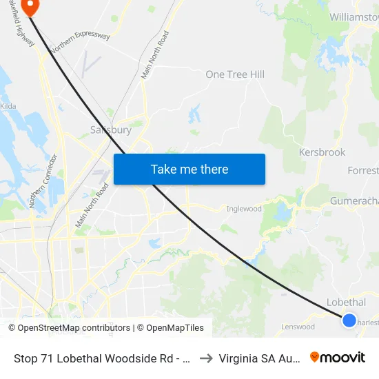 Stop 71 Lobethal Woodside Rd - North side to Virginia SA Australia map