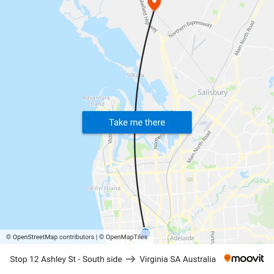 Stop 12 Ashley St - South side to Virginia SA Australia map