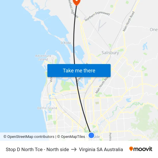 Stop D North Tce - North side to Virginia SA Australia map