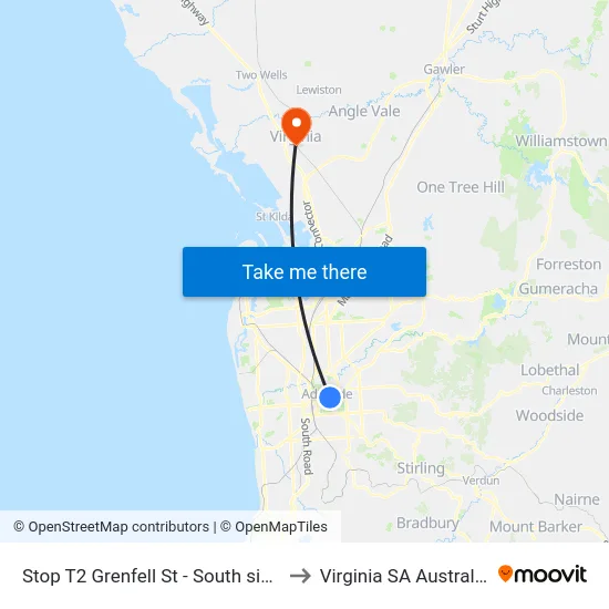 Stop T2 Grenfell St - South side to Virginia SA Australia map