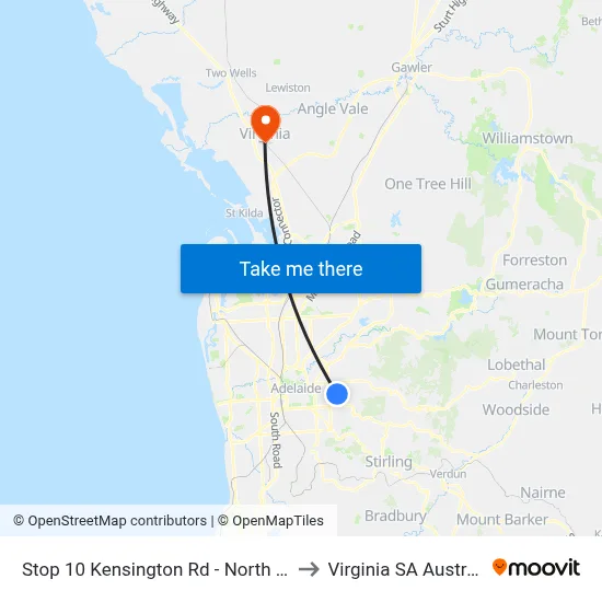 Stop 10 Kensington Rd - North side to Virginia SA Australia map