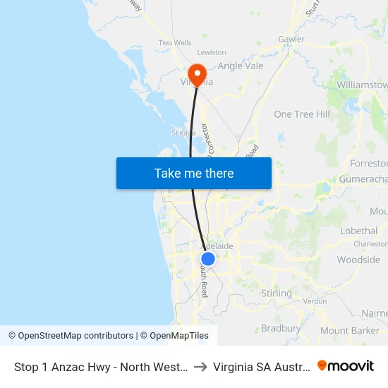 Stop 1 Anzac Hwy - North West side to Virginia SA Australia map