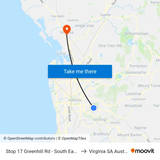 Stop 17 Greenhill Rd - South East side to Virginia SA Australia map