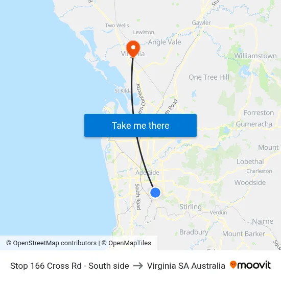 Stop 166 Cross Rd - South side to Virginia SA Australia map