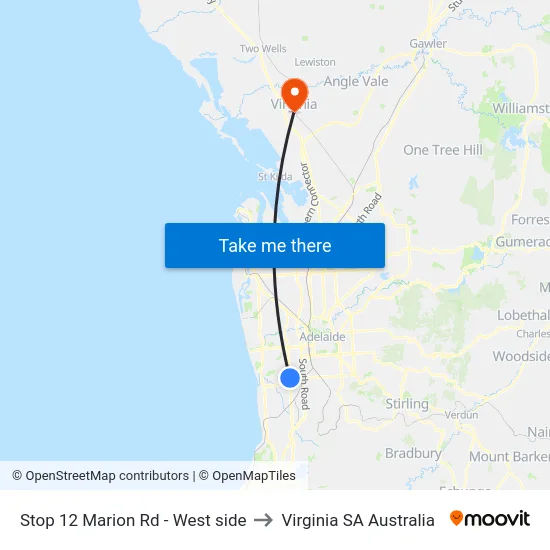 Stop 12 Marion Rd - West side to Virginia SA Australia map