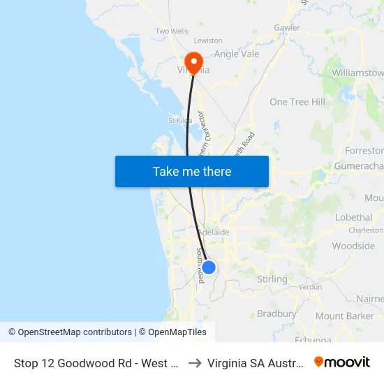 Stop 12 Goodwood Rd - West side to Virginia SA Australia map