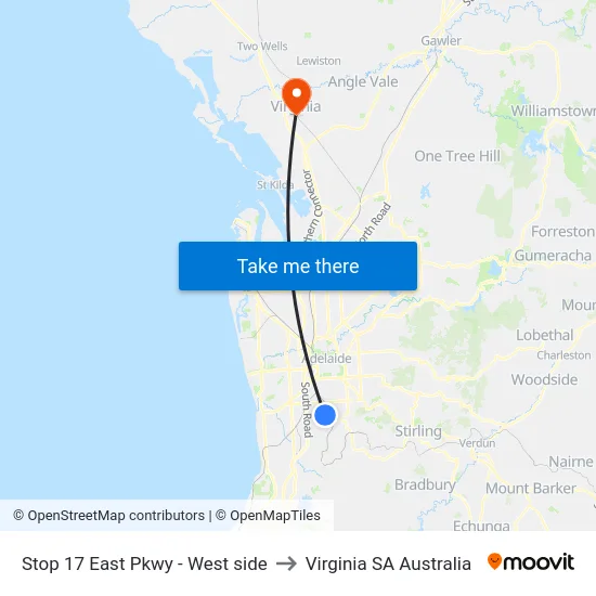 Stop 17 East Pkwy - West side to Virginia SA Australia map