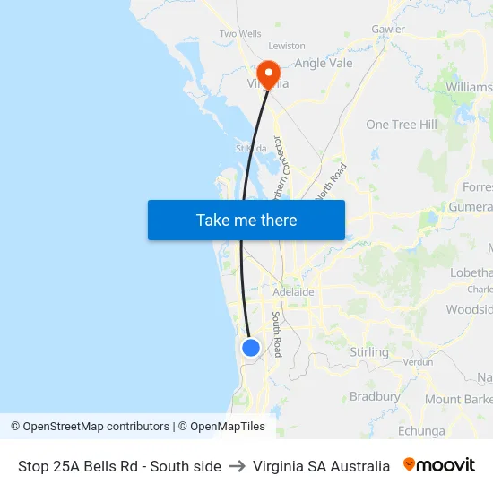 Stop 25A Bells Rd - South side to Virginia SA Australia map