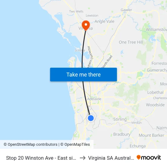Stop 20 Winston Ave - East side to Virginia SA Australia map