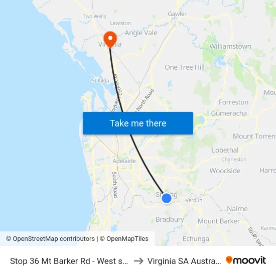 Stop 36 Mt Barker Rd - West side to Virginia SA Australia map