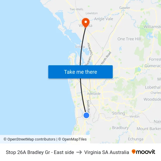 Stop 26A Bradley Gr - East side to Virginia SA Australia map