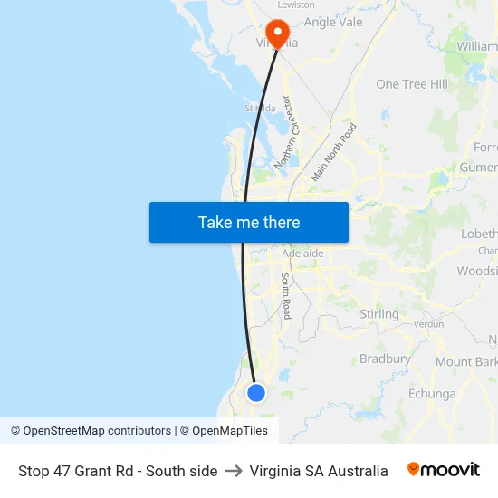 Stop 47 Grant Rd - South side to Virginia SA Australia map