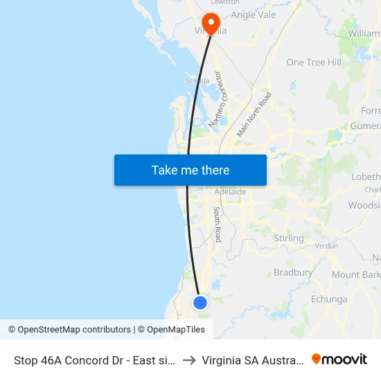 Stop 46A Concord Dr - East side to Virginia SA Australia map