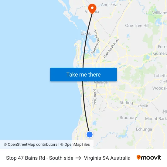 Stop 47 Bains Rd - South side to Virginia SA Australia map
