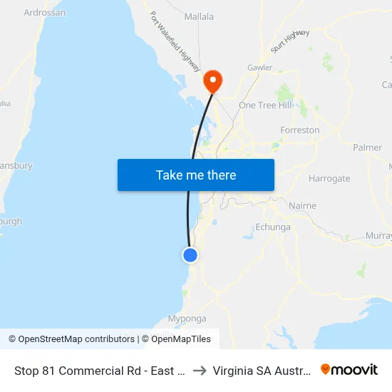 Stop 81 Commercial Rd - East side to Virginia SA Australia map